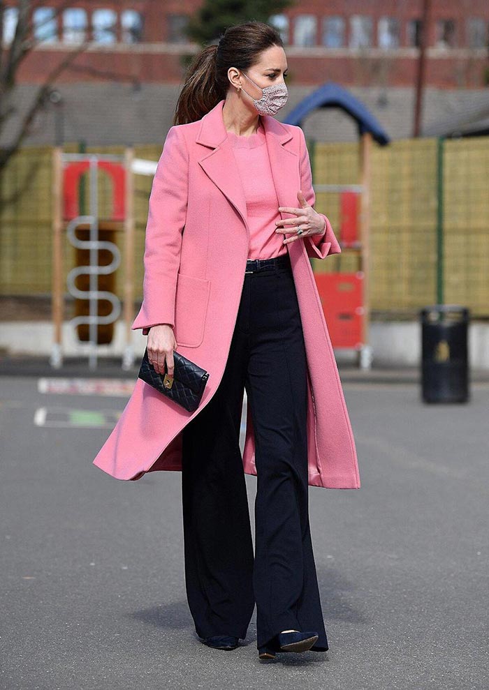 Kate Middleton Wearing Pink with black pants